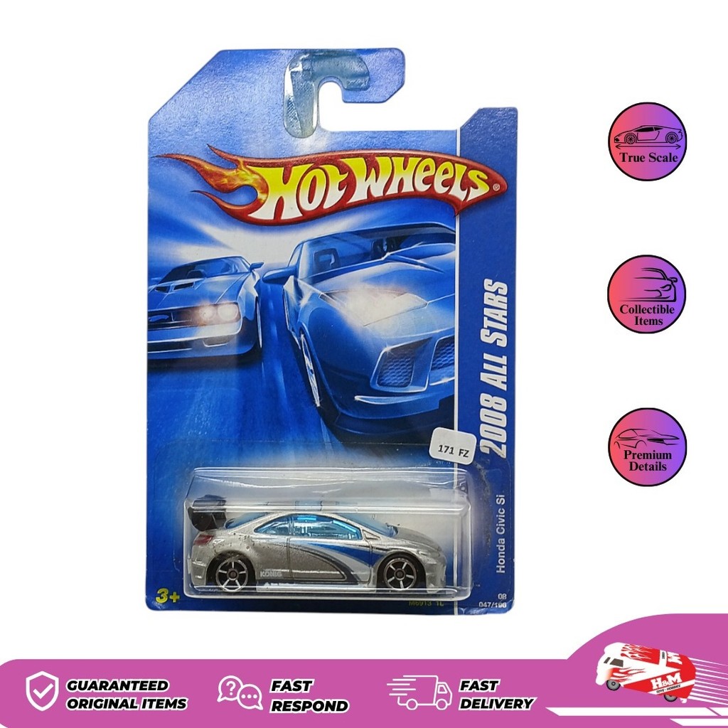 Hot Wheels 2008 All Stars Honda Civic Si Silver - 171FZ-FZ2