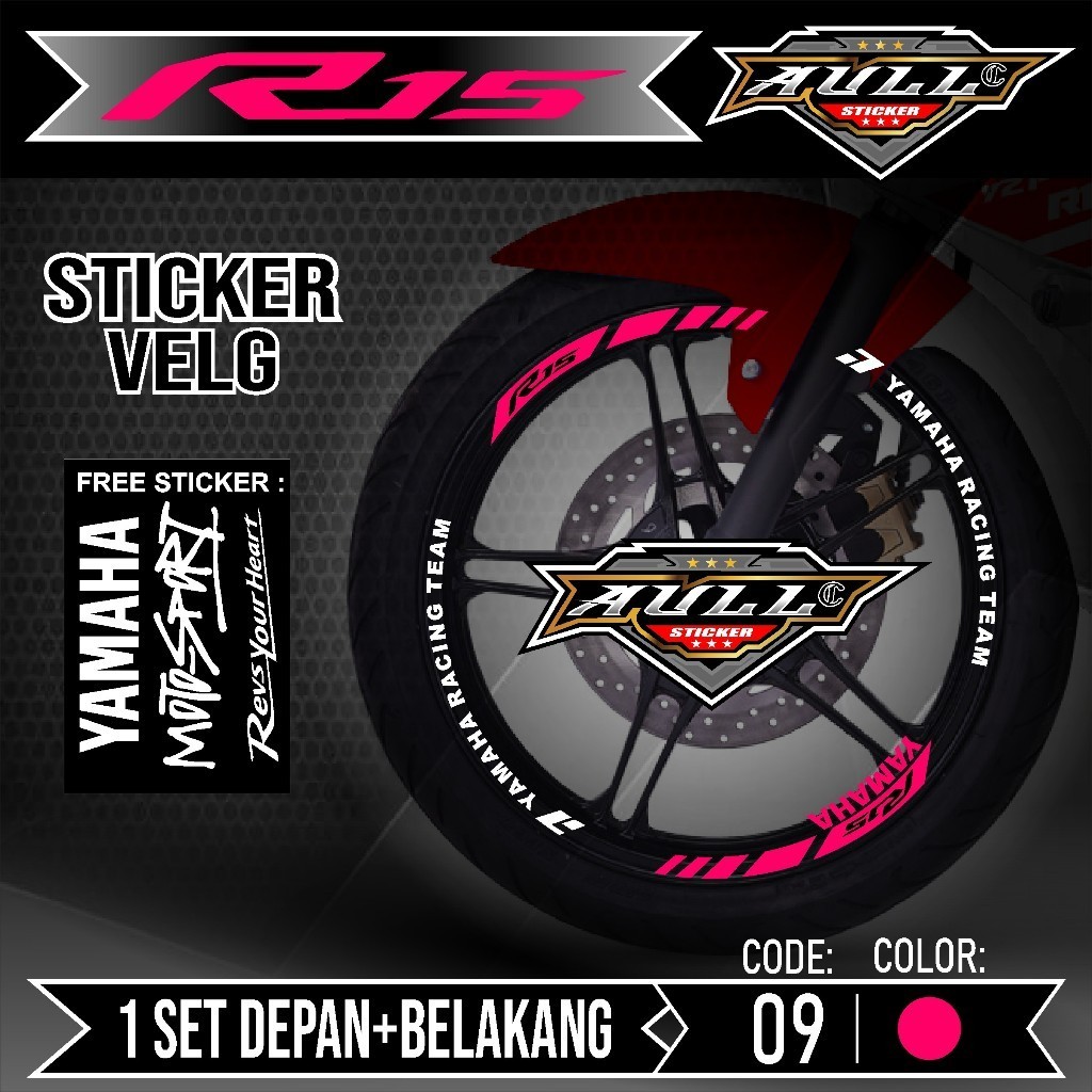 Sticker Velg R15 Cutting Velg Motor Yamaha R15 V2 V3 List Stiker Cutting Velk Ban Variasi Set Depan 
