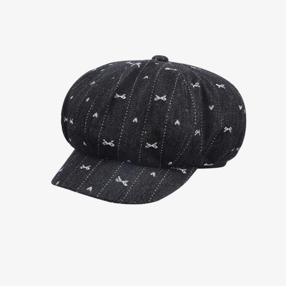 Trendy Vintage Retro Bow Beret Japanese Painter Octagonal Cap Artist Cloud Newsboy Cap Spring and Au