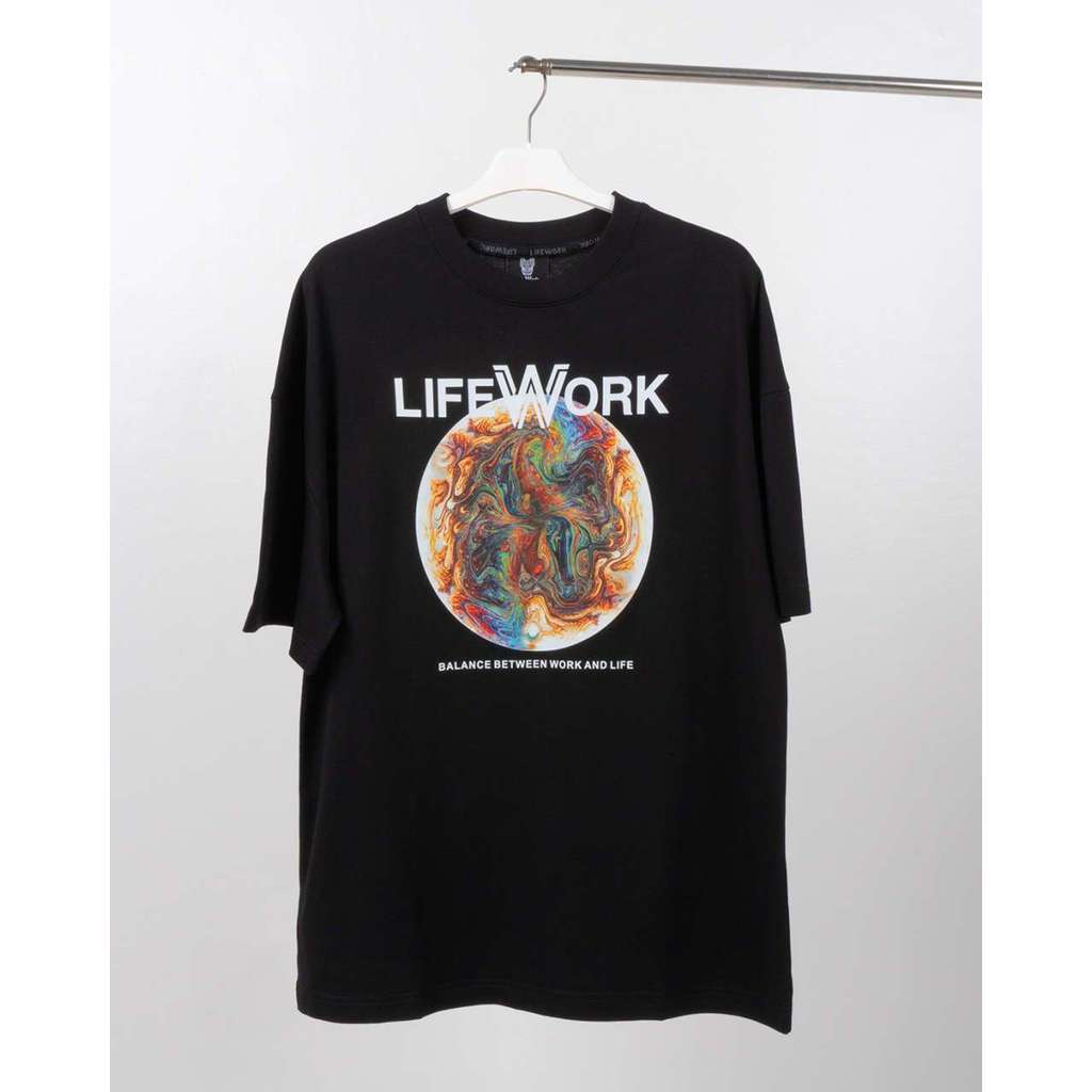 Kaos Unisex Lifework Planet Logo Short-Sleeved T-Shirt Casual Outfit