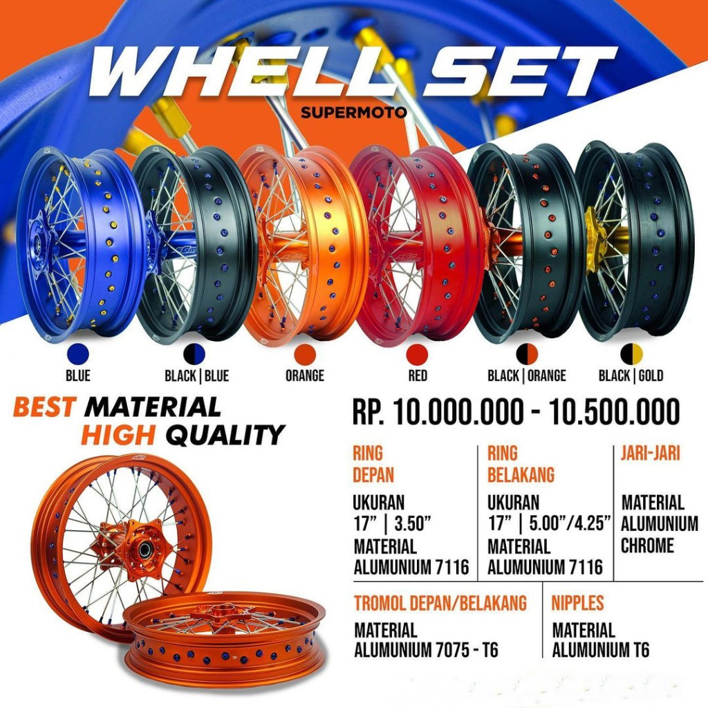 Wheel Set Supermoto SGM Racing Velg Set 17 350 425 - KTM Husqvarna YZ GASGAS CRF250