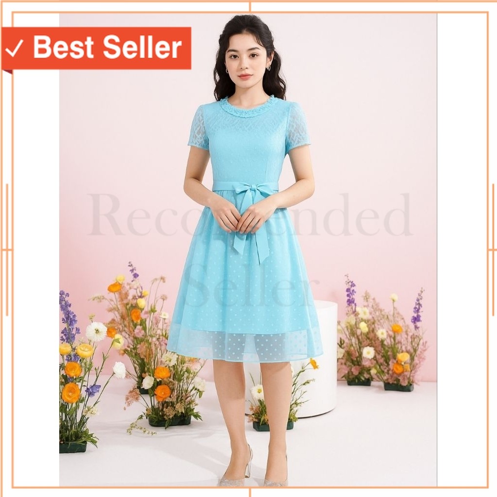 DRESS BRUKAT NATAL ALICIA MINI DRESS BROKAT TILE DOT DRESS FASHION KOREA GAUN MEWAH ELEGANT REMAJA /