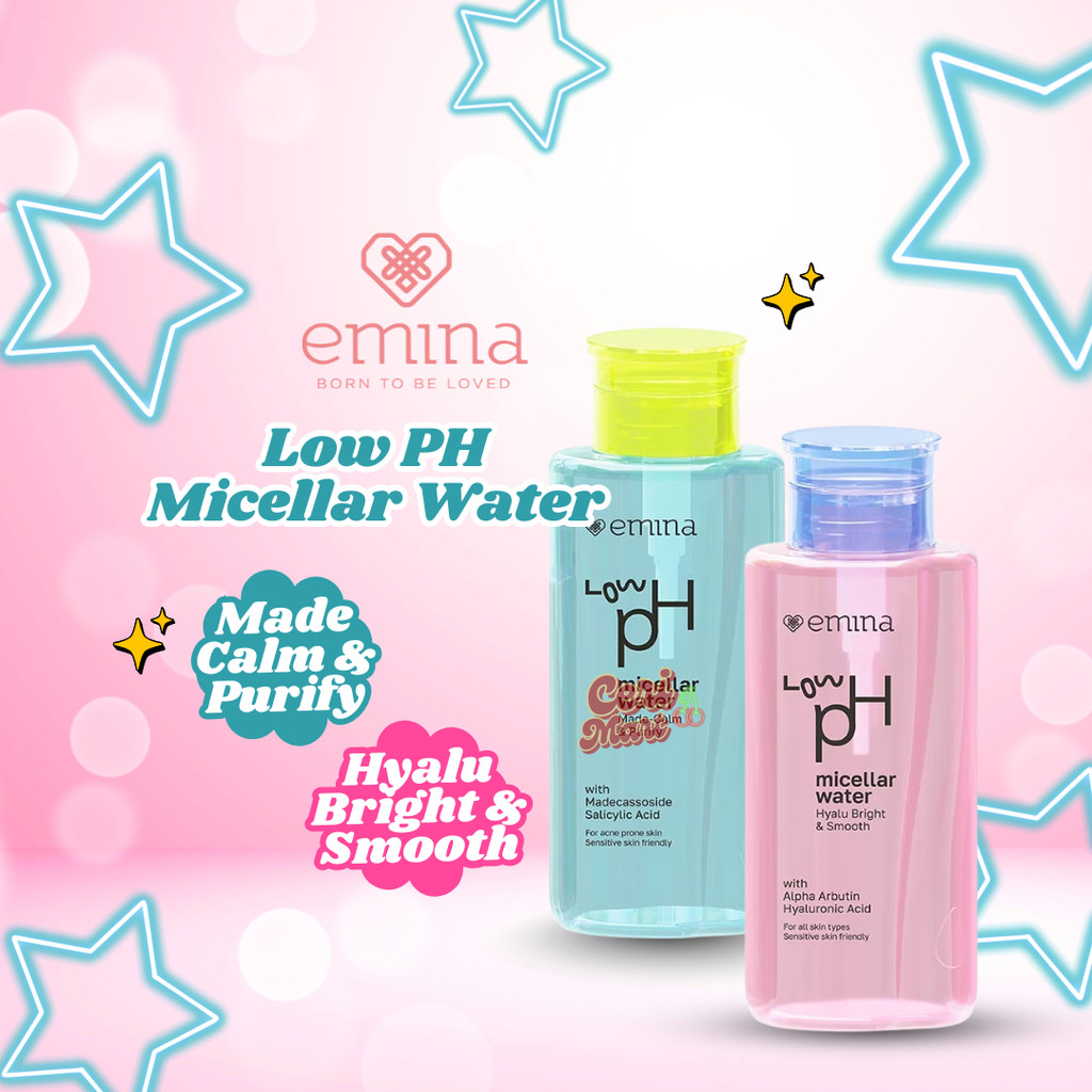 Emina Low pH Micellar Water HyaluBright & Smooth 300ml | Makeup Remover-Double Cleansing [100% Ori]