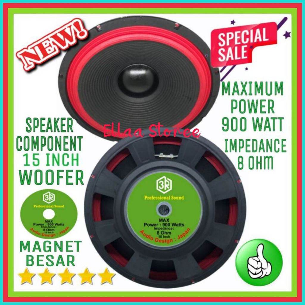 Speaker Component 3R 15 Inch Merah Woofer Magnet Besar 900 Watt 8 Ohm