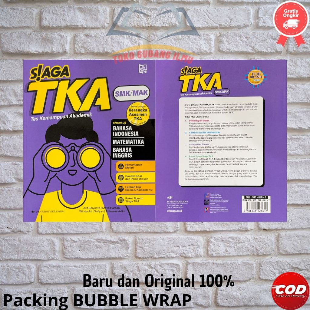 Buku Siaga TKA Tes Kemampuan Akademik Smk/Mak 2025/2026 Penerbit Erlangga Bahasa Indonesia Matematik