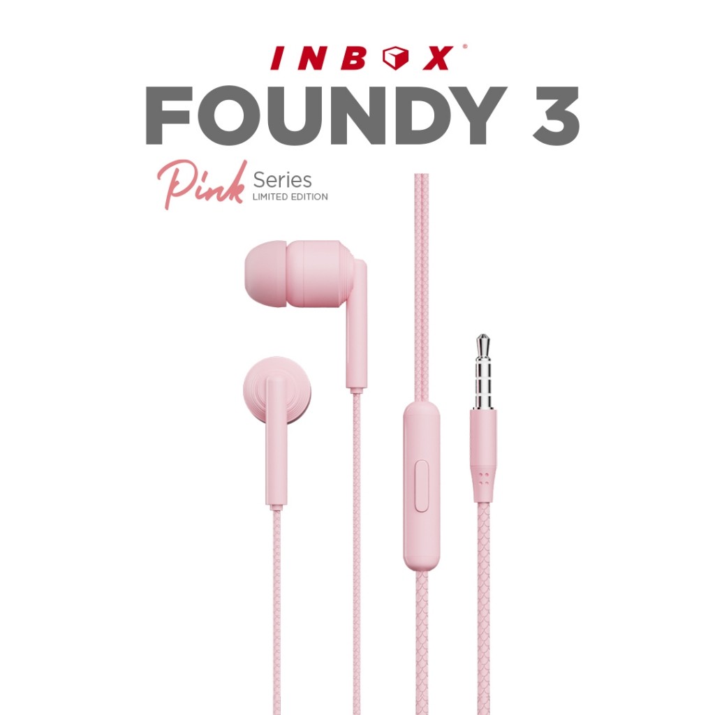 ORI BERKULITAS Inbox Foundy Kabel Earphone - Headset Handsfree dengan Microphone - Gaming Pink Editi