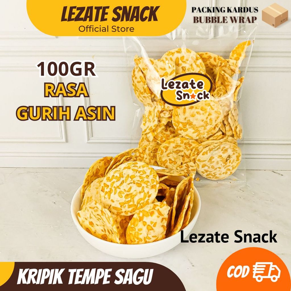 Keripik Tempe 100gr Murah / Kripik Tempe Oven Sagu / Keripik Tempe Malang - LEZATE SHOP