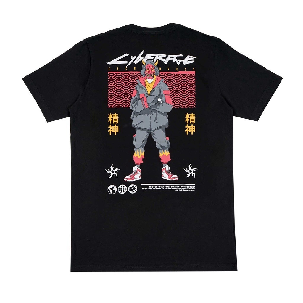Escaperfect T-shirt Anime CyberAge - Black Kaos Pria