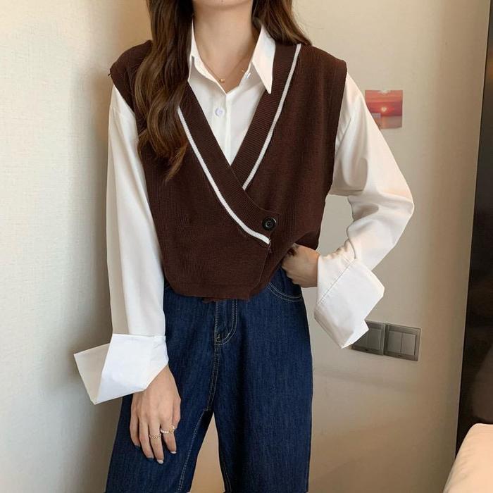 TERLARIS ABRIANA ROMPI VEST KNIT WANITA FASHION Premium