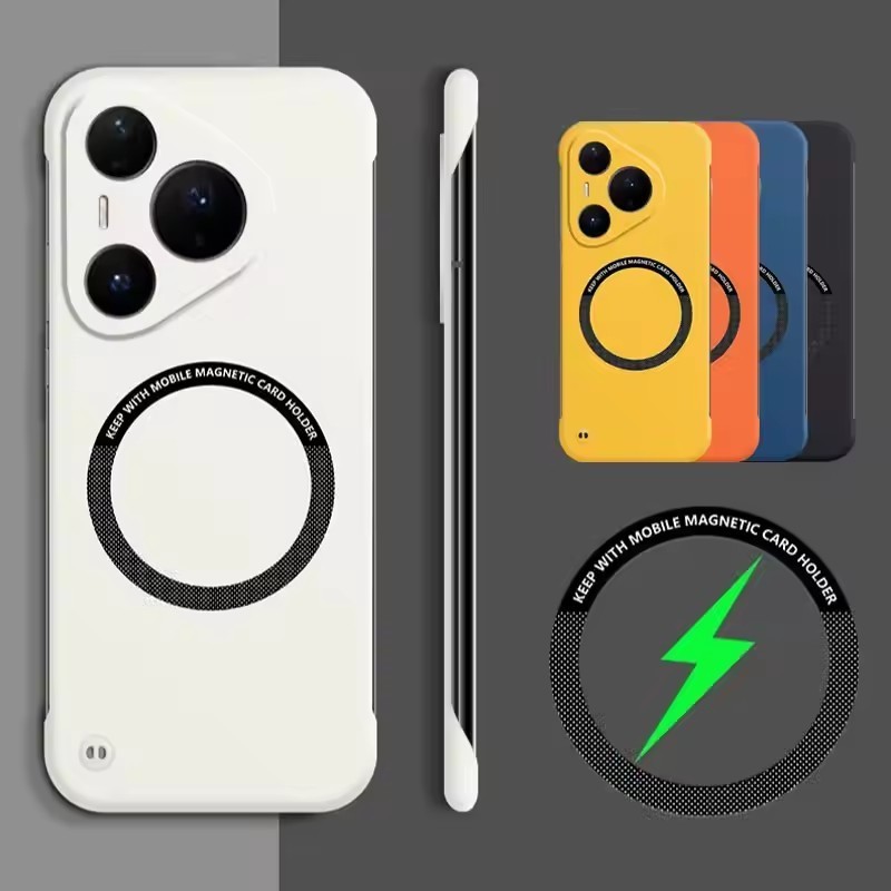 Ultra Thin Frameless Magnet Case untuk HUAWEI Pura 80 70 Pro Plus p60 p50 p40 p30 Casing kulit matte