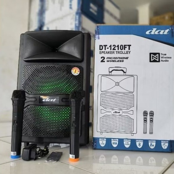 SPEAKER DAT DT1201FT FREE 2 MIC WIRELESS EXTRA BASS