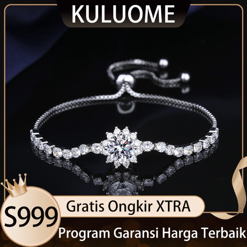 KULUOME Gelang Bunga Matahari Moissanite Laris di Jepang dan Korea Perhiasan Berlian Dua Karat untuk