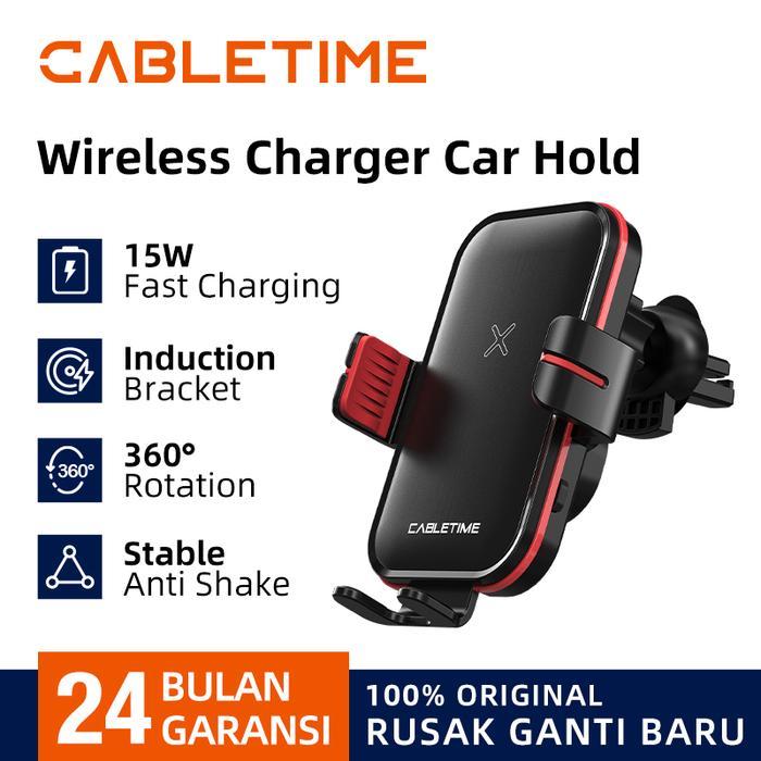 CABLETIME Car Phone Holder Wireless Charger Fast Charging Stand Mount HP Mobil Otomatis - CE10B