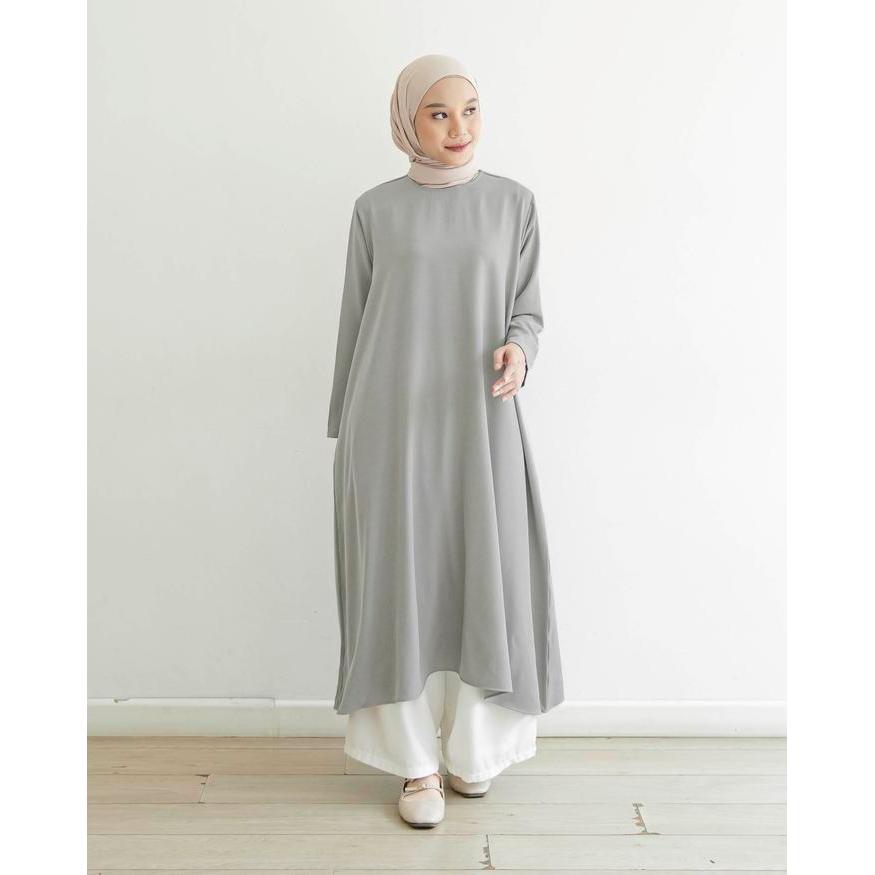 promo  -MISTYVORI | Irene Tunik Baju nita Basic Anti Kusut Polos Muslim Panjang Katun Soft Simple Fo