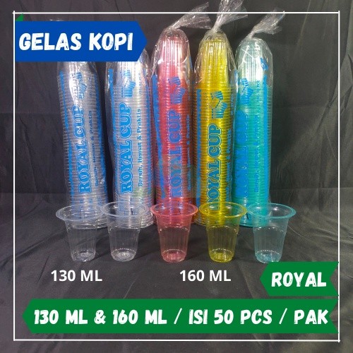 Gelas Plastik Royal Bening Cup Gelas Aqua Gelas Kopi - 130 ML & 160 ML