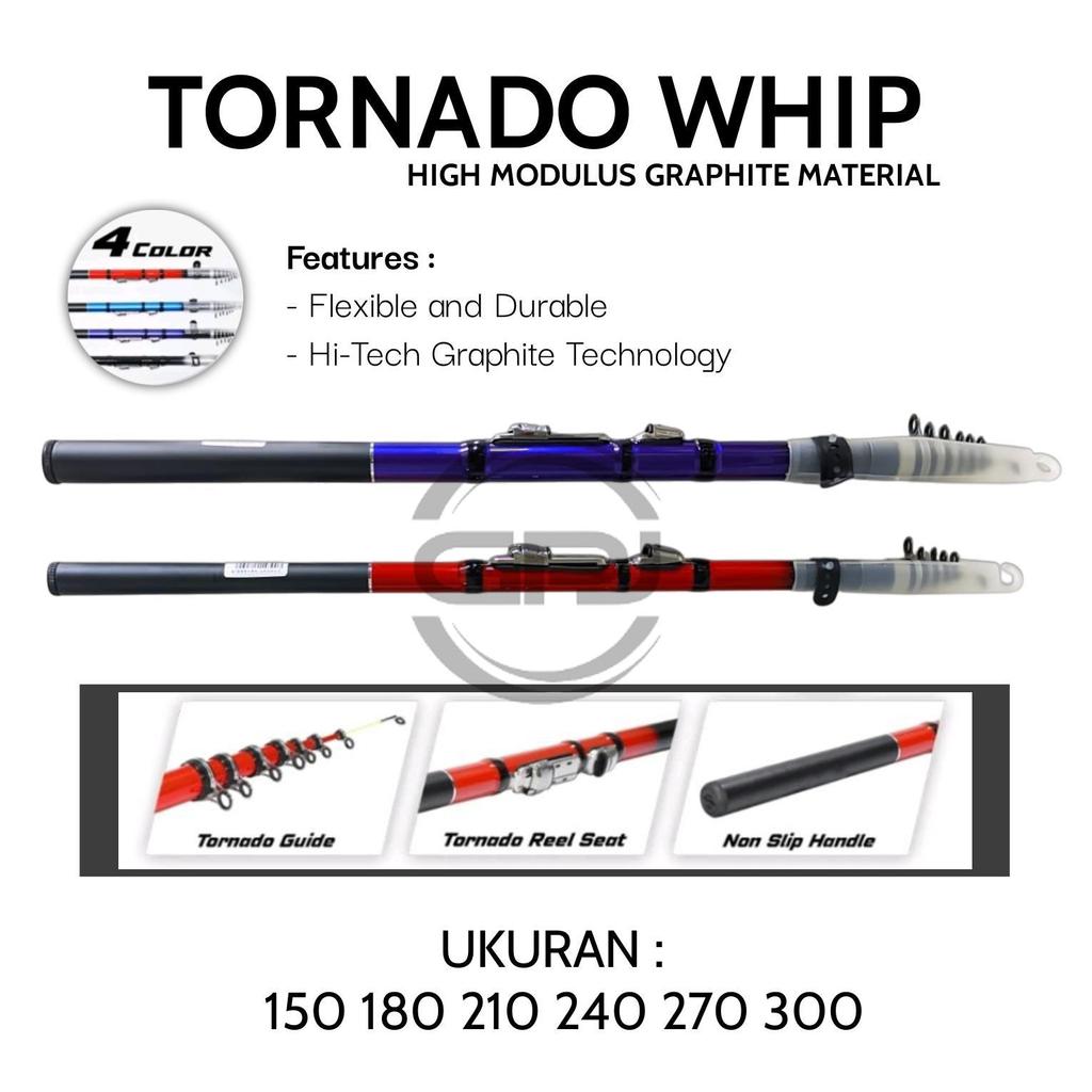Joran Antena Udang Tornado Whip 150 180 210 240 270 300 Pancing Tegek Kolong Wader Lentur Graphite