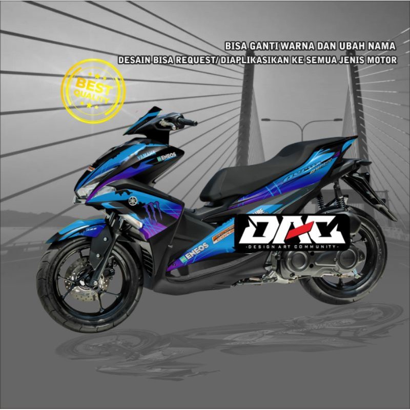 Sticker Decal Full body grafis simple aerox biru