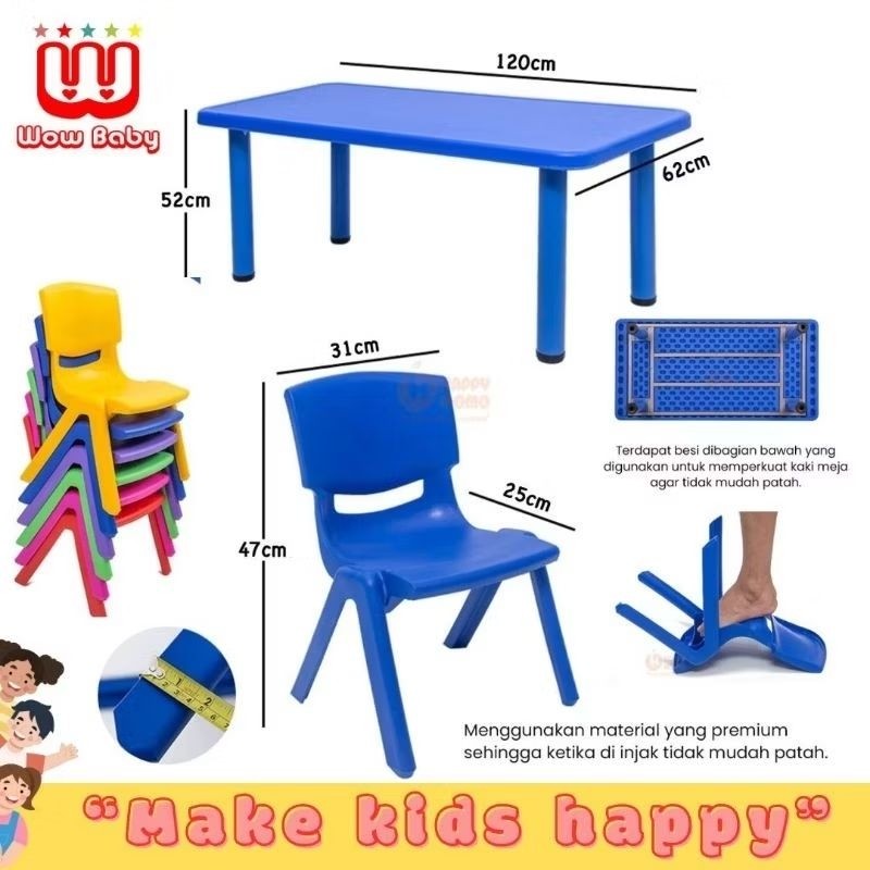 JM MEJA PERSEGI PANJANG  JM-CT101 INFORMA - MEJA BELAJAR ANAK / MEJA KELAS TK SD / YARIS TABLE RECTA