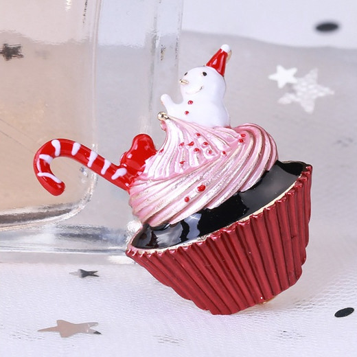 Bros Pin Fashion Lucu Berlapis Emas dengan Emal Natal: Boneka Salju Snowman Es Krim, Aksesoris Pakai