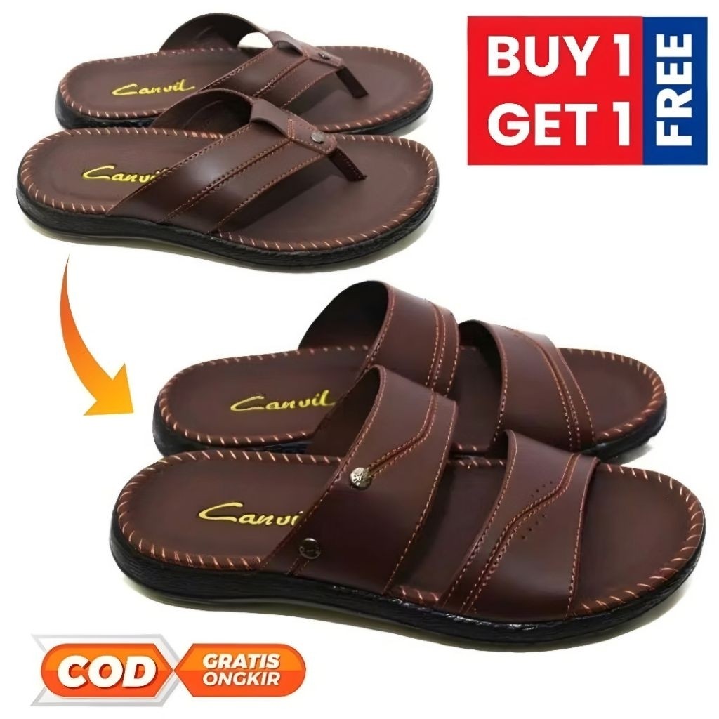 SANDAL KASUAL ELEGANT PROMO TERBARU CARVIL KEKINIAN KEREN PRIA JAPIT KULIT SELOP LOKAL DEWASA