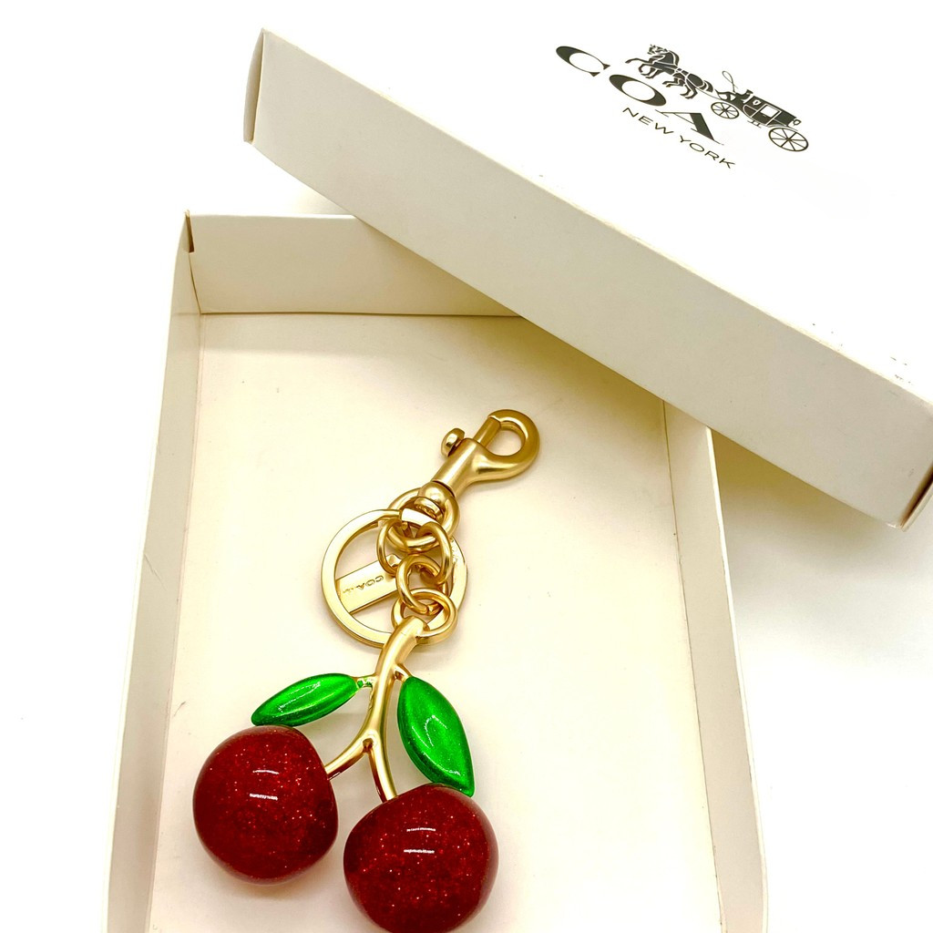 coach Cherry gantungan kunci tas Cherry Bag Charm Keychain cherry keychain gantungan