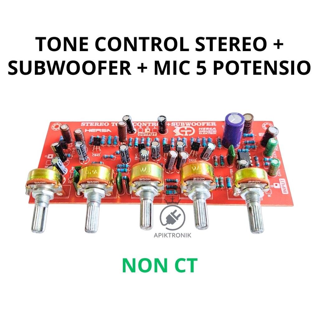 Tone Control Stereo Subwoofer + Mic 5 Potensio Non CT 15–24V DC Bass Treble Volume Audio Rakitan