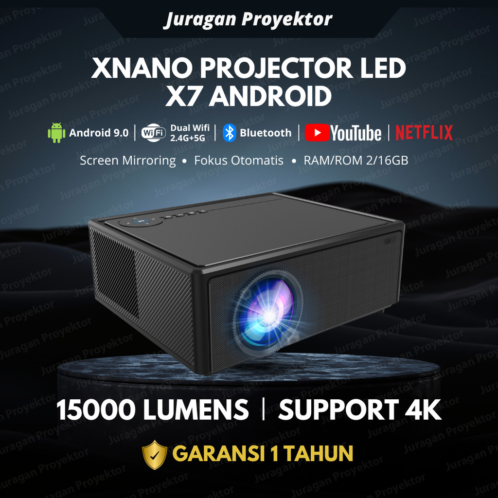 Smart Projector Xnano X7 15000 Lumens | Proyektor Android 9.0 Wifi | Projector Full HD 4K | Smart Pr