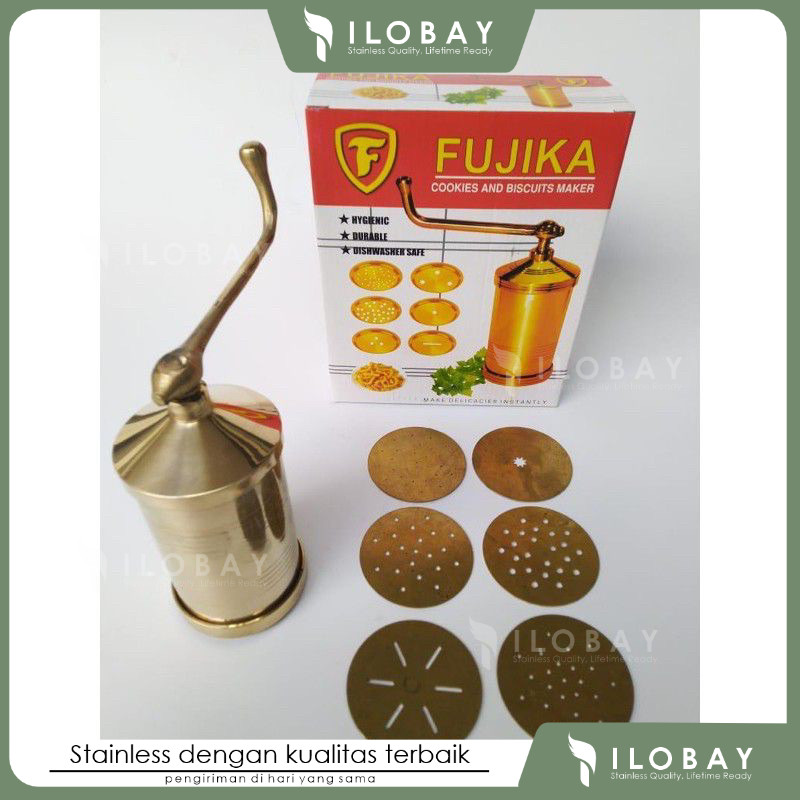 FUJIKA cetakan akar kelapa GOLD / cetakan cookies and biscuit maker / cetakan putu mayang kuningan [
