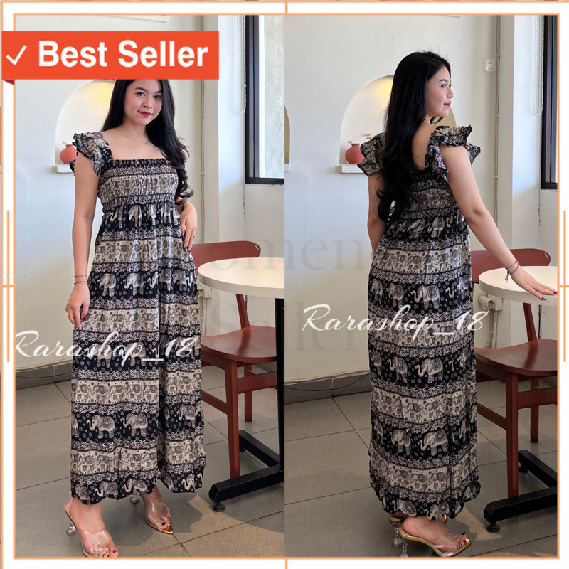 LongDress Candrika rayon motif gajah dan polos// Dress Wanita / Termurah Baju Natal Unik