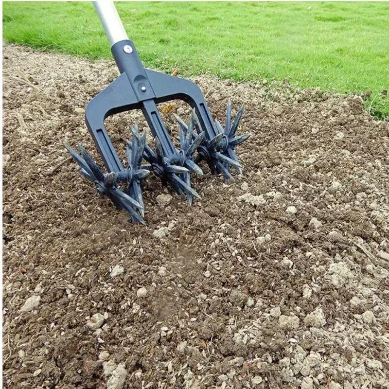 Rotary Cultivator Garden Lawn Ripper,Adjustable Gardening Rotary Tiller and HandHeld Garden Cultivat