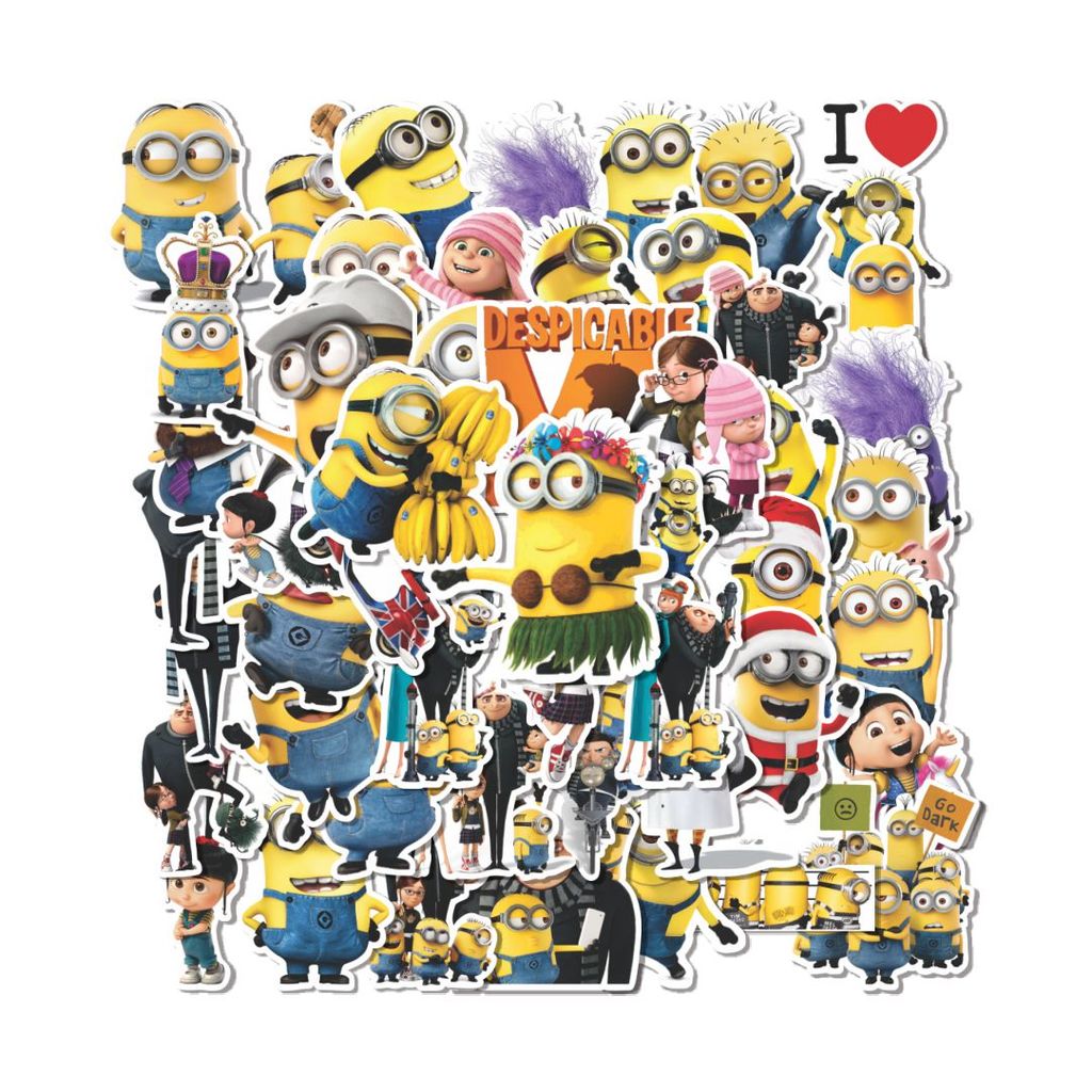 50 Pcs Stiker  Despicable Me Minions 2 Awet dan anti luntur - Cocok untuk dekorasi laptop, sepeda sk