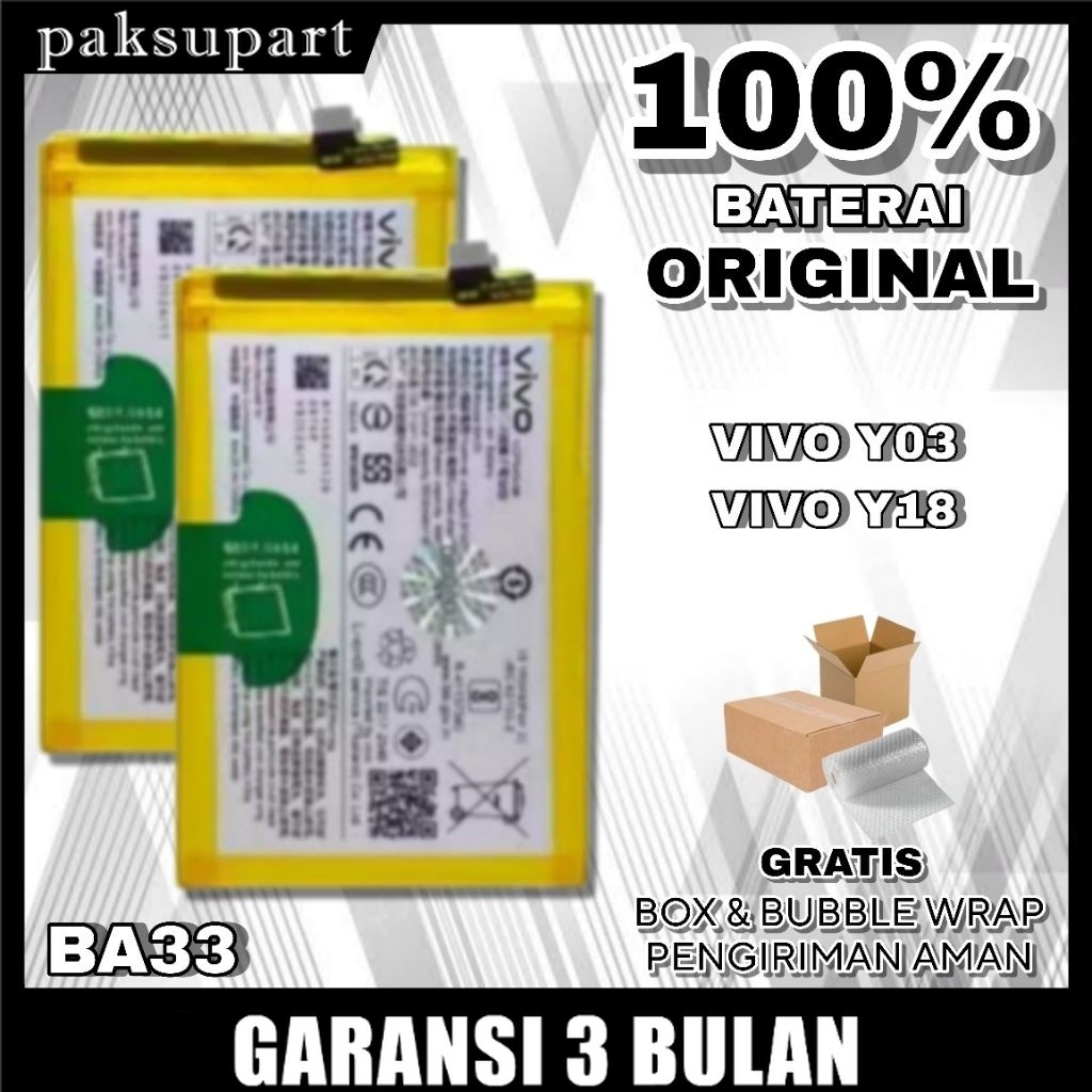 BATERAI BATREI BATTERY BATRE VIVO Y03 / Y18 BA33 BA 33 ORIGINAL BERKUALITAS