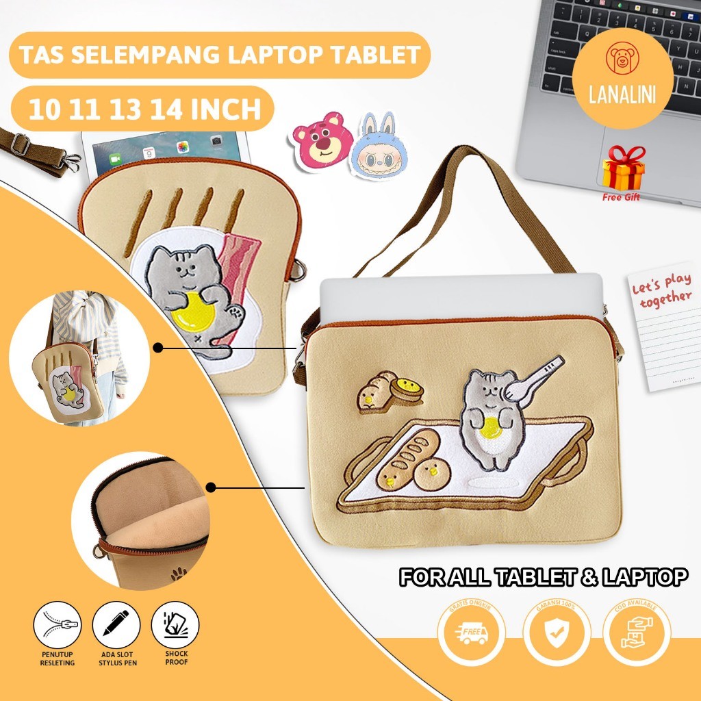 Tas Selempang Laptop 2 in 1 Sleeve Pouch Slingbag Puffy Sarung Bag Case IPad Tab Tablet Macbook Air 