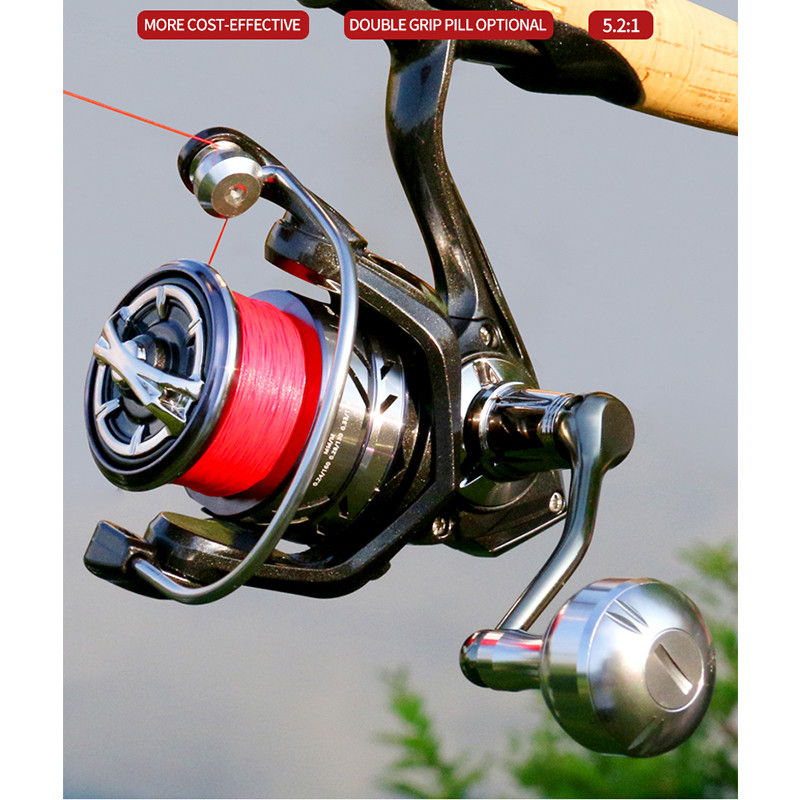 DEUKIO Upgrade DA IIMAX Spinning Reel No-gap MAX Drag Power 15KG Speed Ratio 5.2:1 Bearing 3+1BB Met