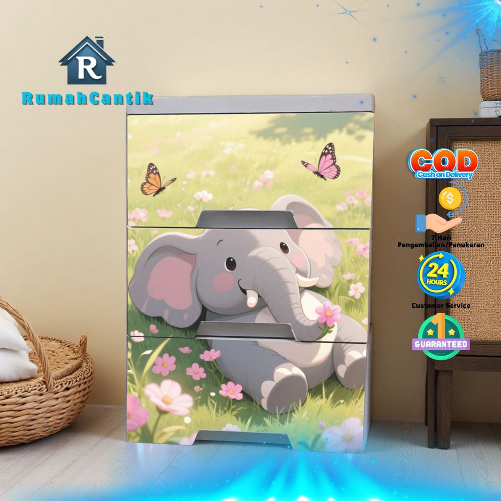 RumahCantik - Lemari Plastik Dengan Stiker Lucu
