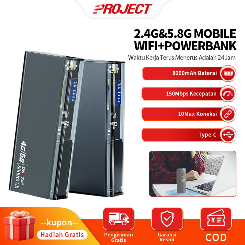 PJT M27 Dual Band 2.4G/5G Modem Wifi 4G LTE dengan bank daya 8000mAh wifi portabel Hotspot Wireless 