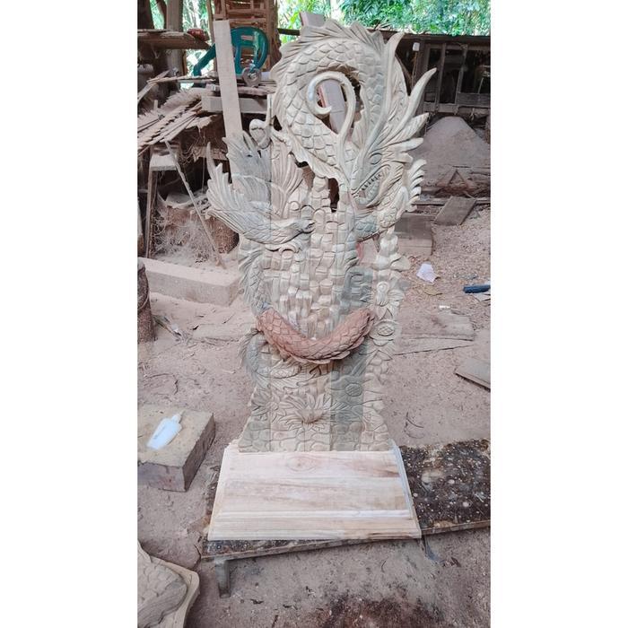 blawong keris dari kayu mahoni ukir naga dan burung bertarung mopdel pelinggih bali bk Keris sengkel