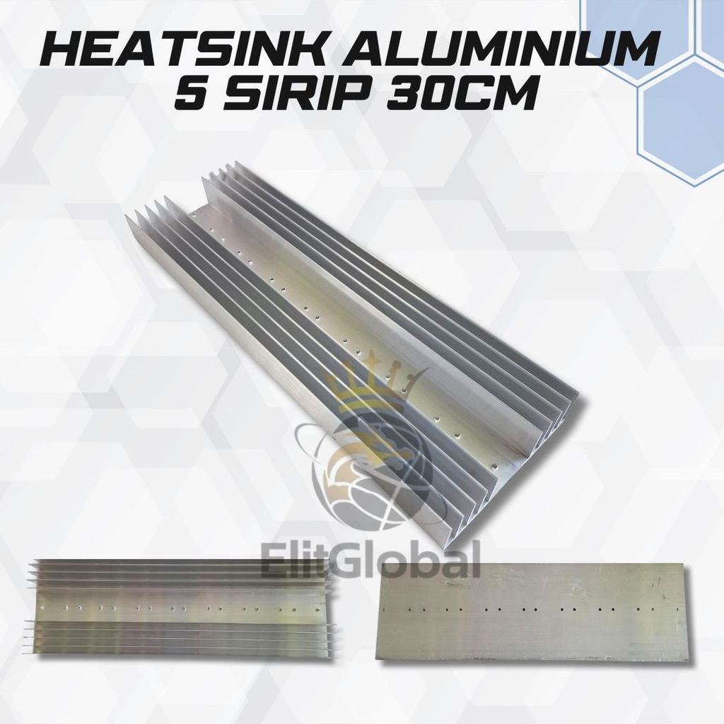 Heatsink Aluminium 30cm 5 Sirip Pendingin Transistor Final OCL/SOCL
