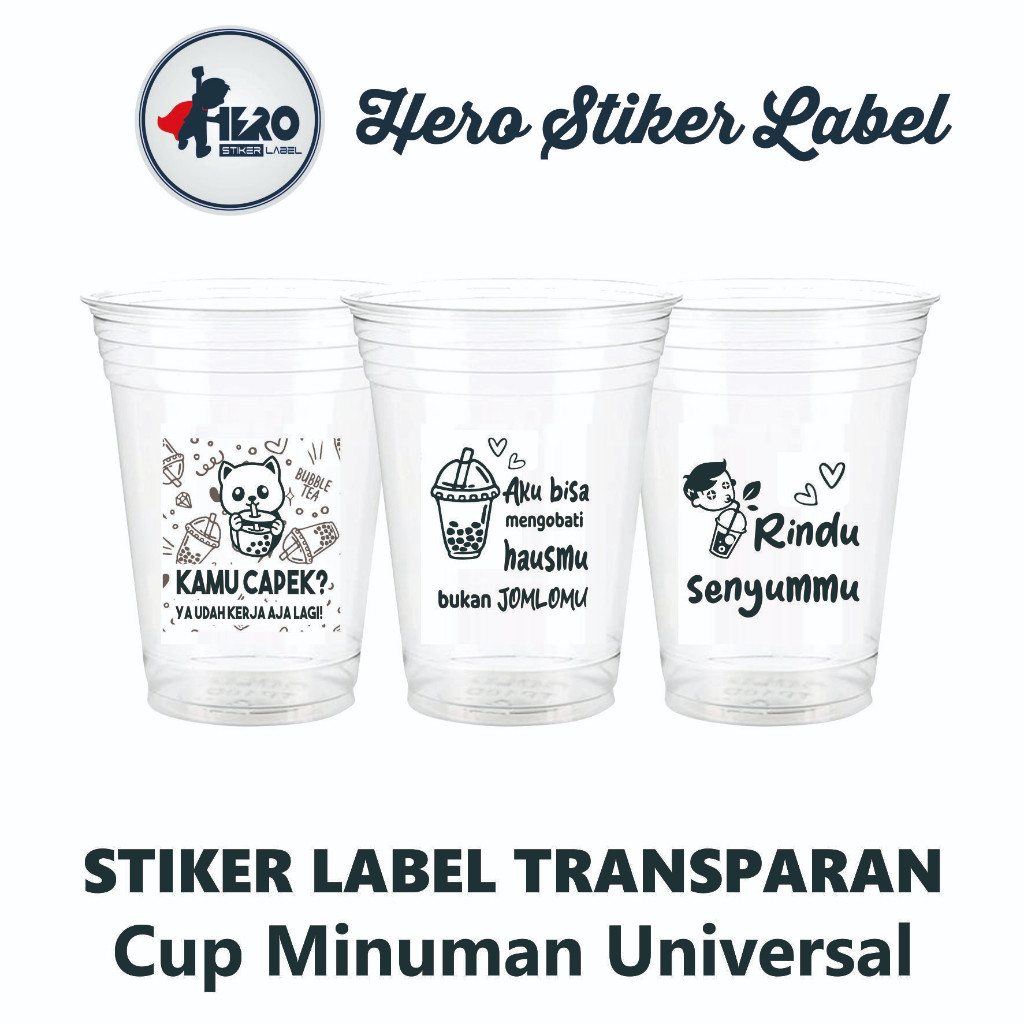 Stiker Qoute , Stiker Transparan, Stiker Cup, kata-kata Stiker Minuman, isi 35-50 pcs