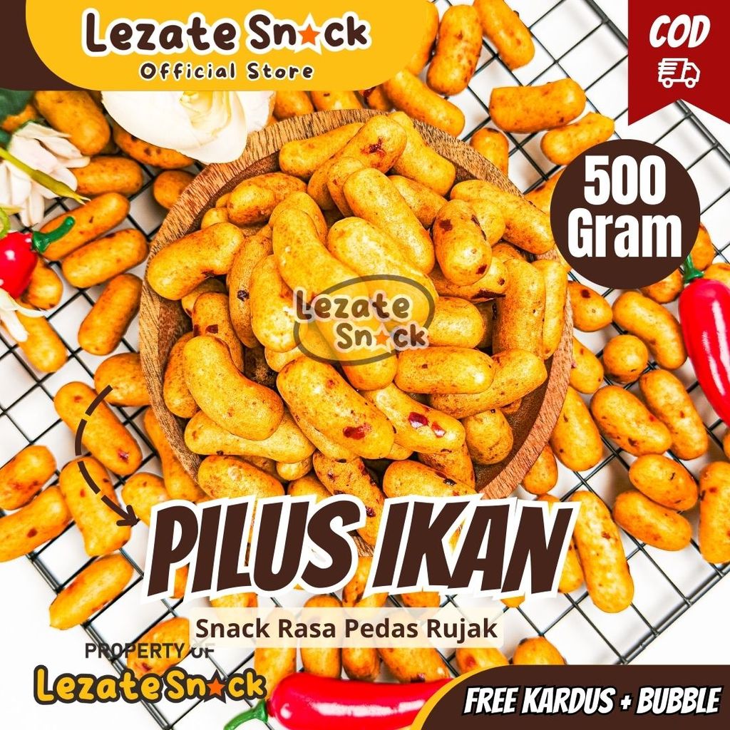 Pilus Rujak Ikan Tenggiri 500GR Kiloan Murah Enak Renyah / Pilus Bangkok Pedas Manis Daun Jeruk / Pi