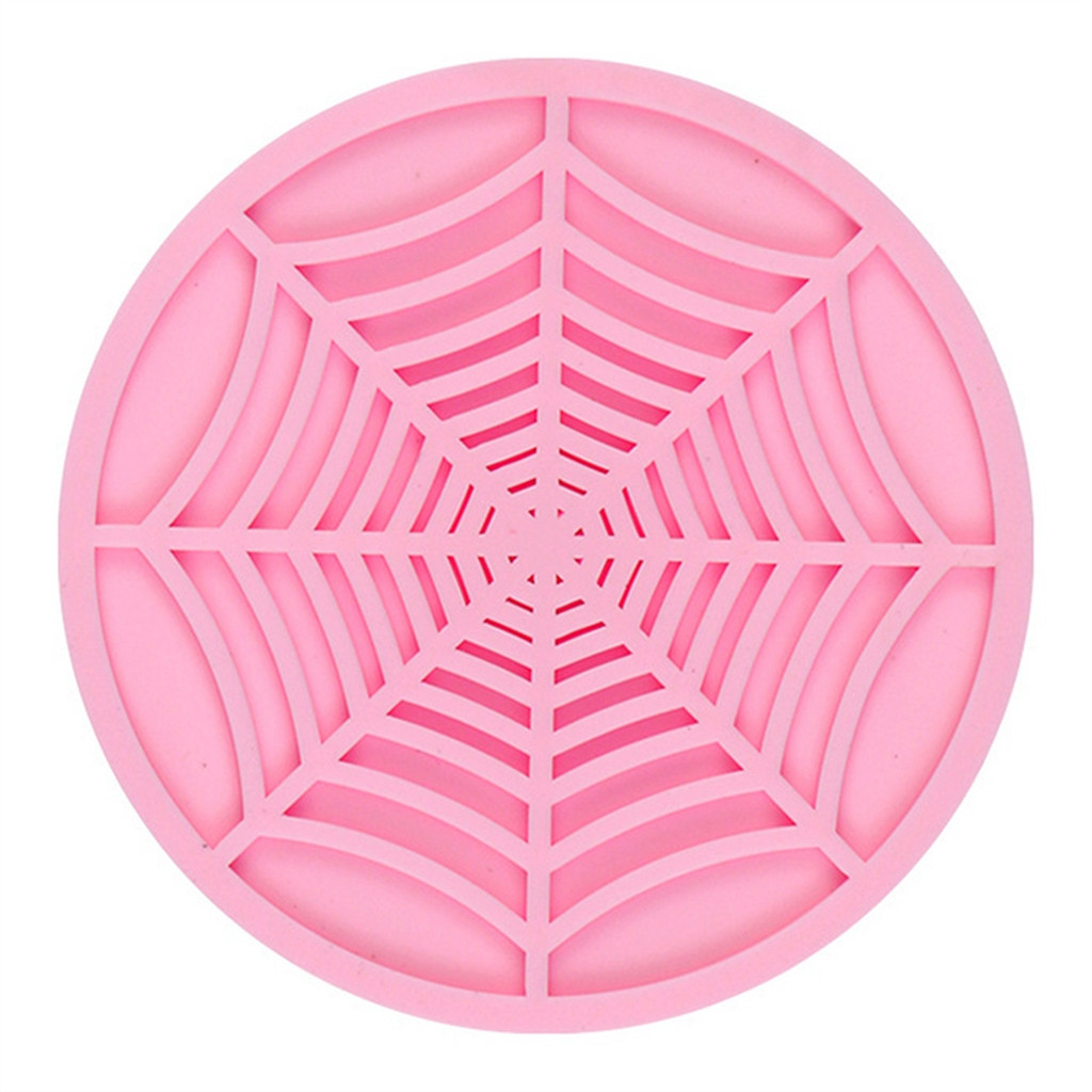LUDA Silicone Spider Web Coasters For Drinks  6 Pack Unique Design Spider Drink Coasters, 4Inch Blac