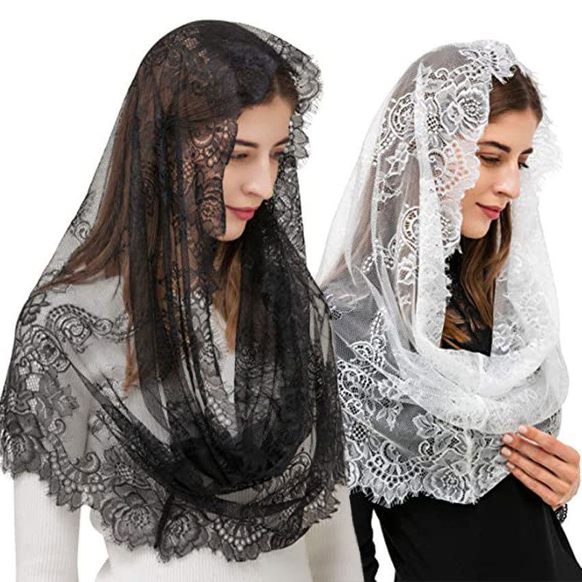 Machinegard Kerudung Doa Katolik Mantilla Mantila Pasmina Lace Hijab Mantila Kerudung Katolik Warna 