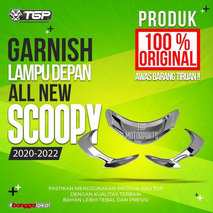 Aksesoris Garnish Lampu Depan Honda All New Scoopy (2020 - 2021) - Black Chrome