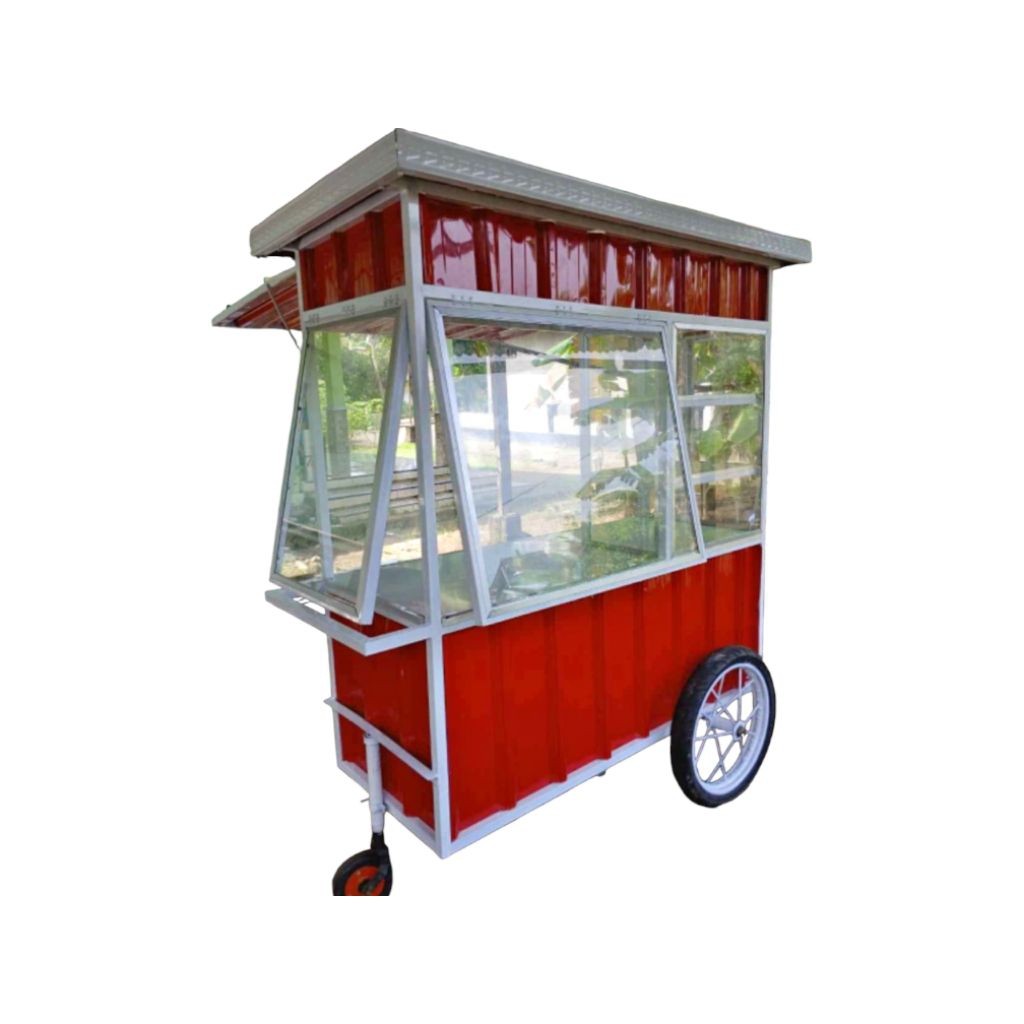 Gerobak Kontainer Roda Tiga Full Kaca Free Ongkir