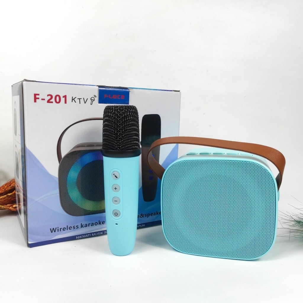 Speaker Portable + mic wireless  F - 201/ Speaker Mini FLECO /  Speaker Wireless Karaoke include Min