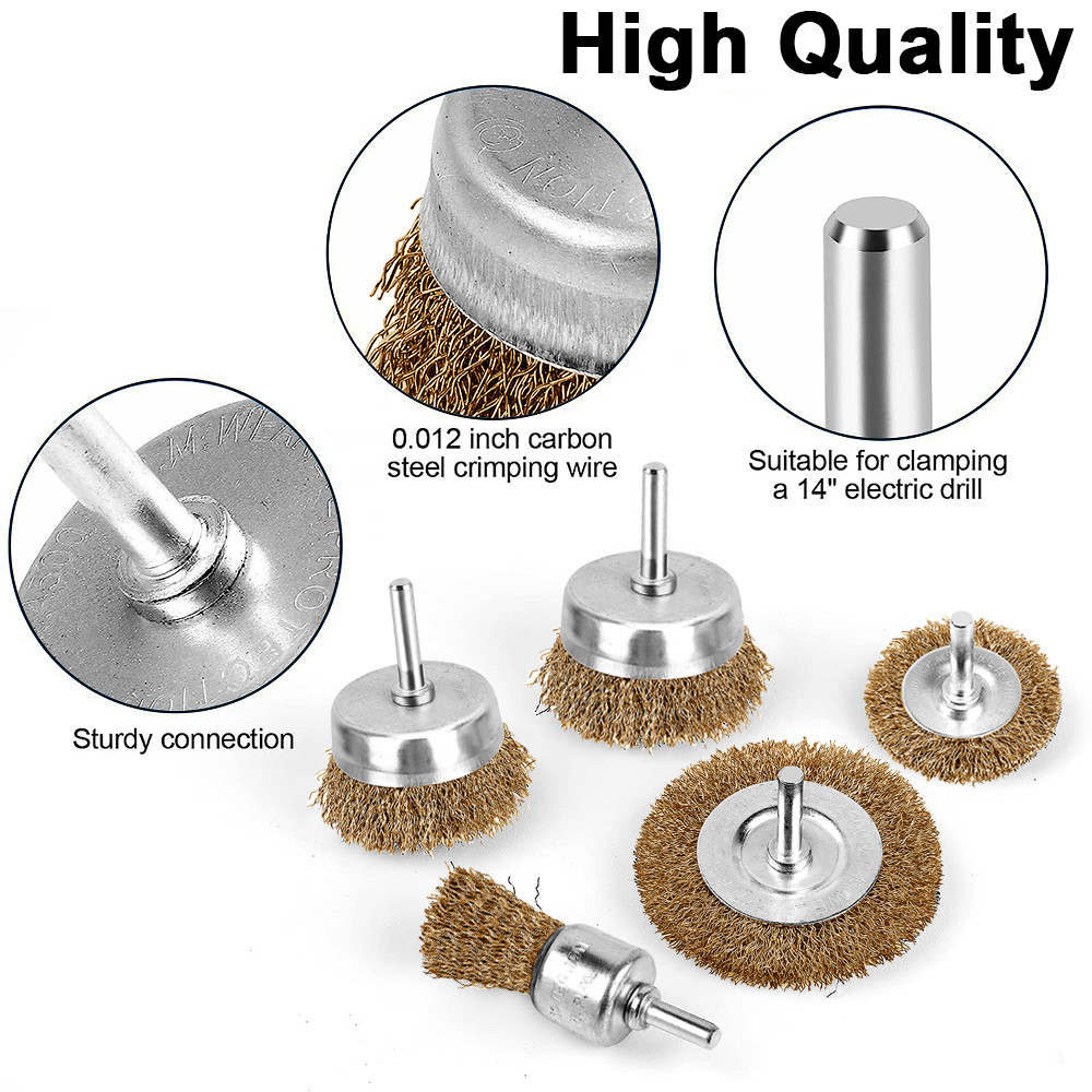 Mata Bor Sikat Kawat Besi 5 Pcs Wire Brush Bor Mangkok Mata Bor Kawat Bor Sikat Kawat Kuningan