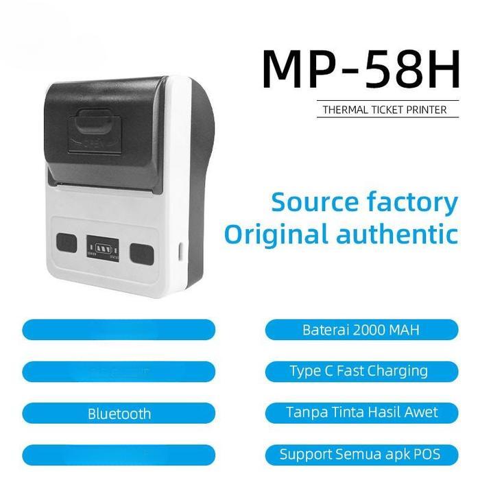 [ANJIOY] Kertas termal gratis * 3 gulungan Dukungan baterai printer termal MP-58H menggunakan pencet