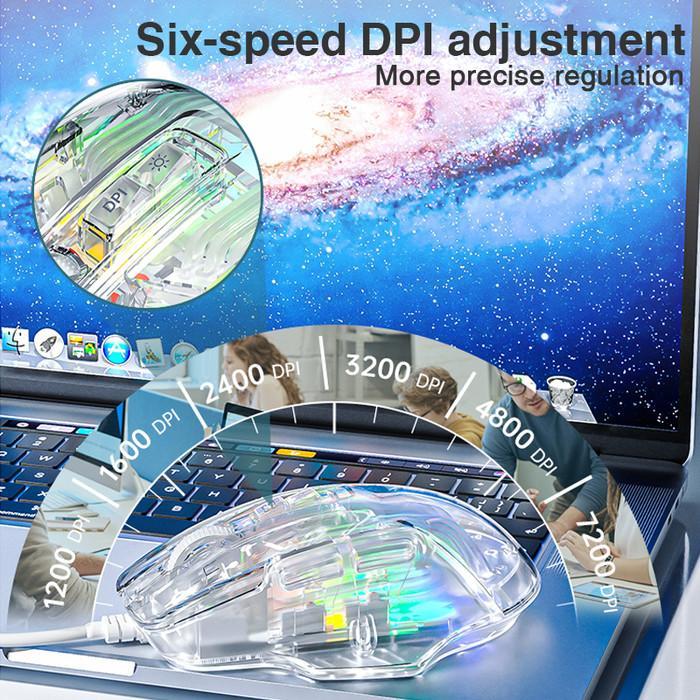 ROBOT X AULA S80 Mouse Gaming Transparant RGB backlit Optical Good-looking Click Drag White Transpar