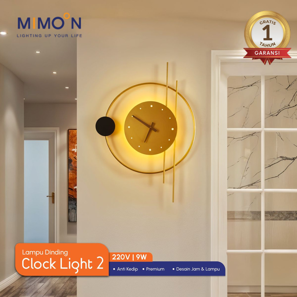 MIMOON Lampu Dinding Ruang Tamu Aesthetic Jam Dinding Aesthetic Lampu Dinding Minimalis Lampu Dindin