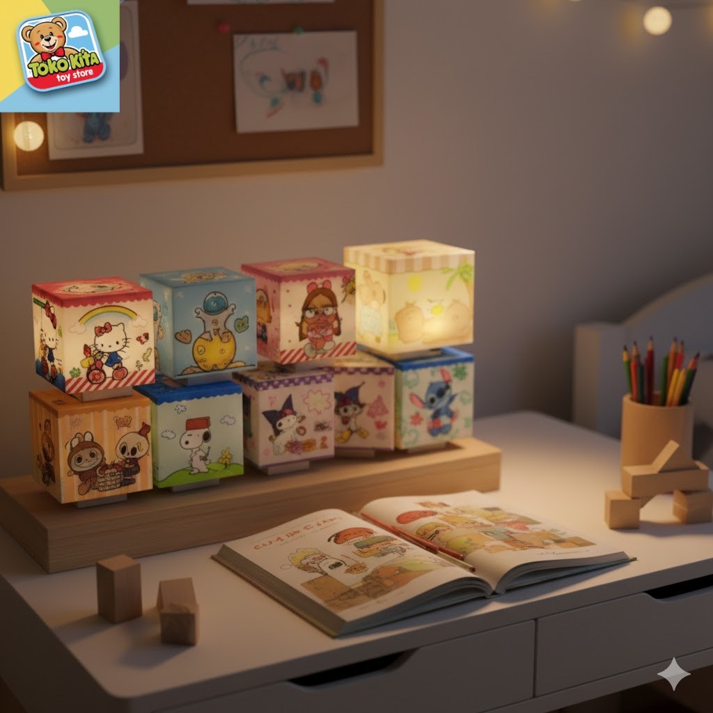 Lampu Tidur LED Rechargeable USB Karakter Lucu Minecraft Astronot Snopy Lampu Meja Belajar Anak